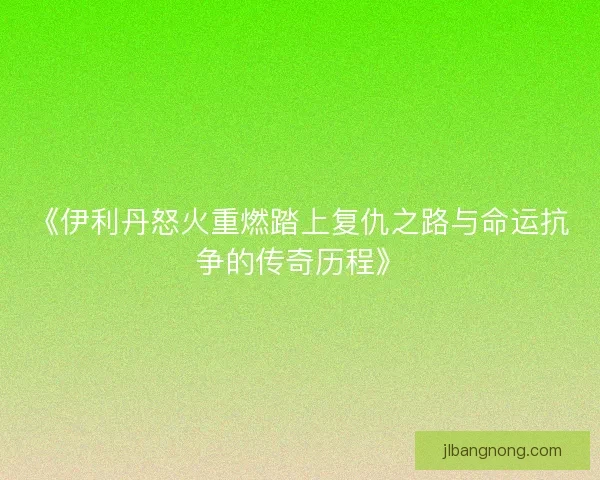 《伊利丹怒火重燃踏上复仇之路与命运抗争的传奇历程》